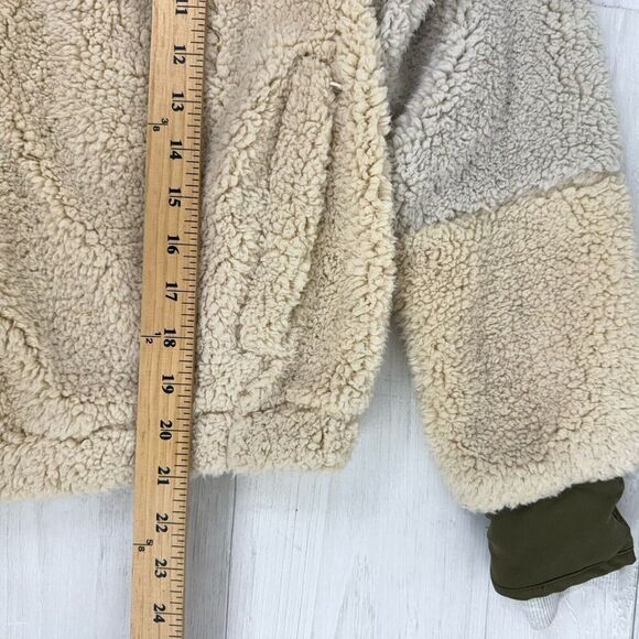 Free People Movement Jacket Women S Sherpa Fleece Full Zip Oversized Cream Green - Picture 15 of 16